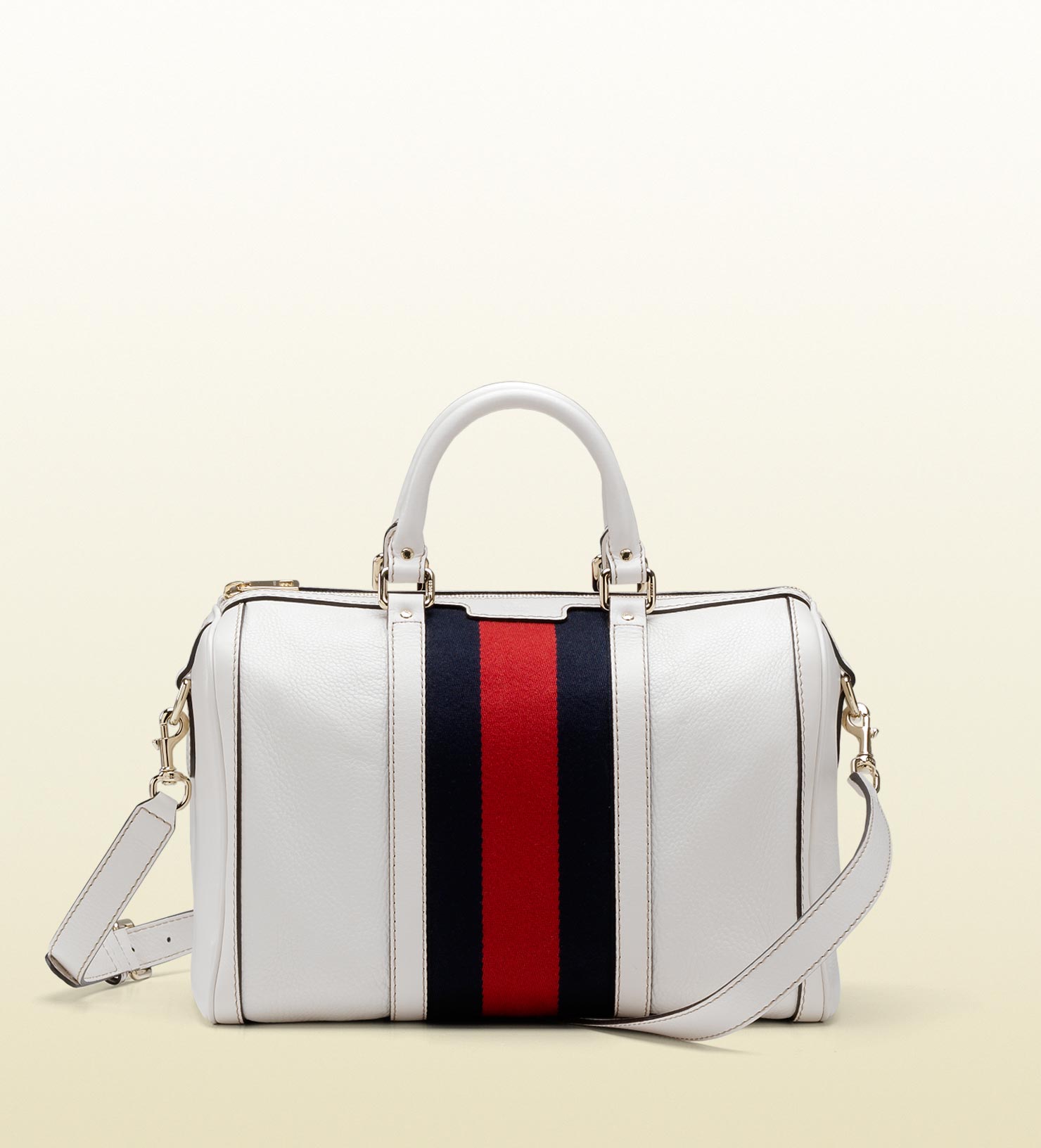 Lyst Gucci Vintage Web Boston Bag In White Gallery