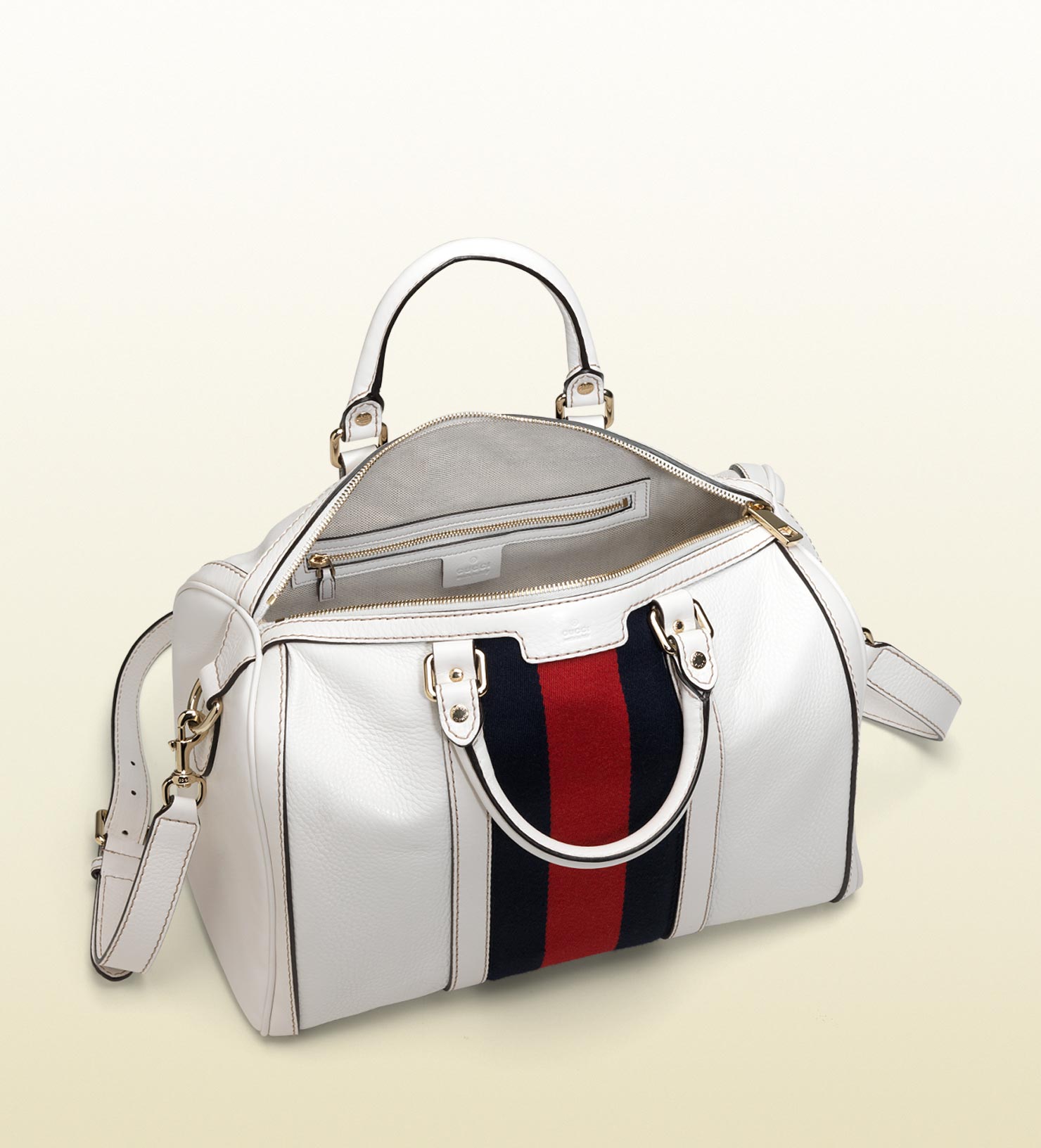 Lyst Gucci Vintage Web Boston Bag In White Gallery
