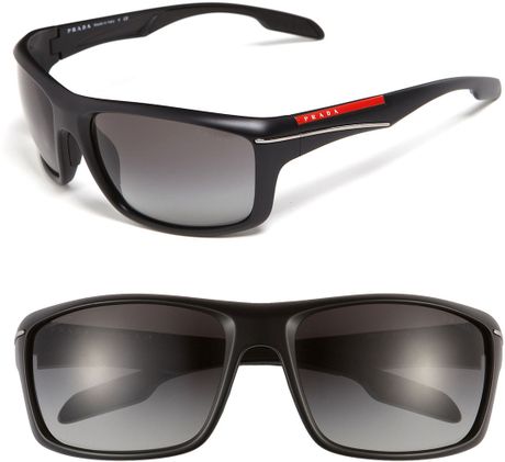 Prada Sport Wrap Rectangular Sunglasses in Black for Men | Lyst