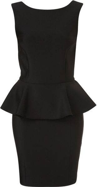 Topshop Peplum Scuba Pencil Dress in Black | Lyst