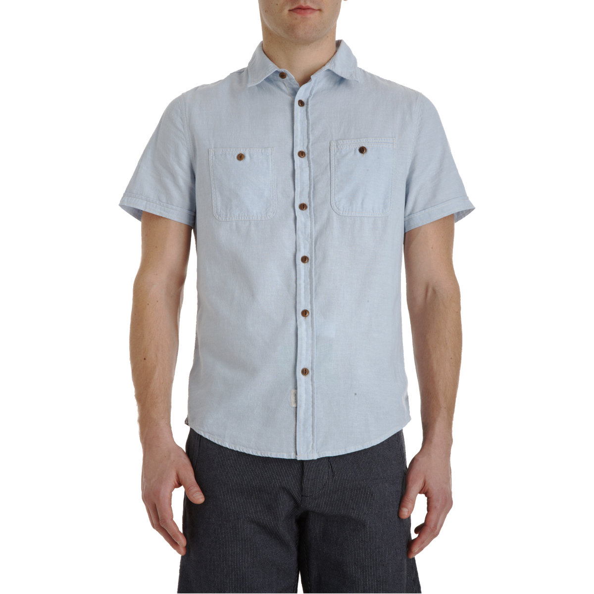 Woolrich Short Sleeve Work Shirt in Blue for Men (chambray) | Lyst