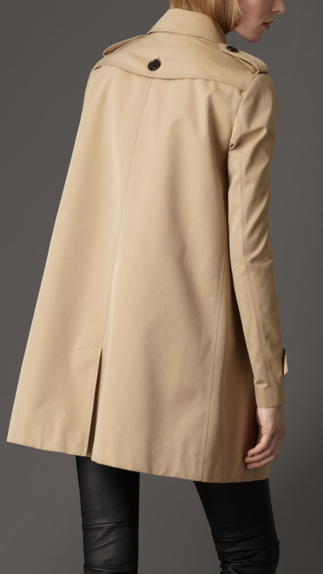 Burberry Cotton Gabardine ALine Coat in Natural Lyst