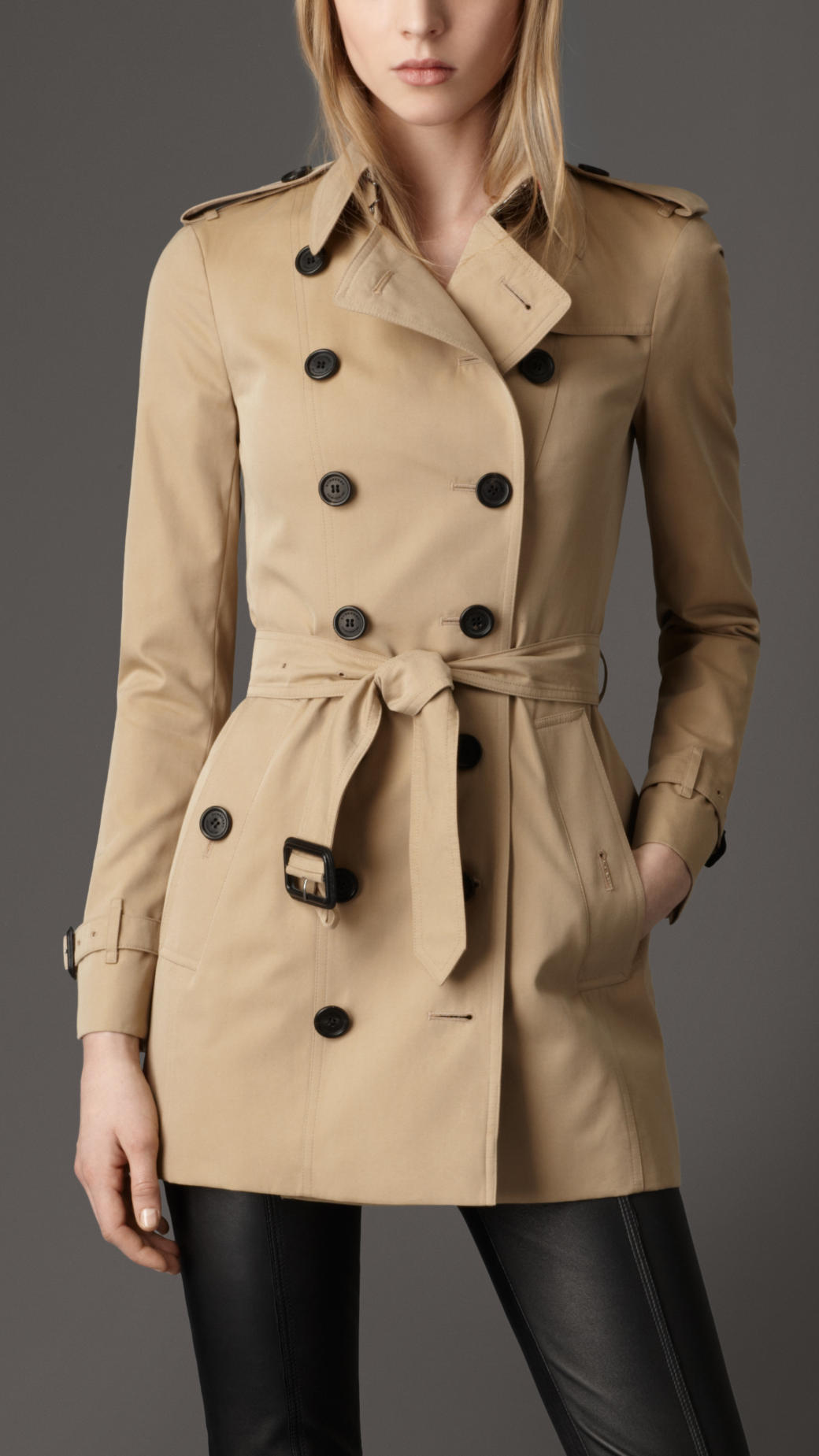 Lyst - Burberry Short Cotton Gabardine Trench Coat in Natural