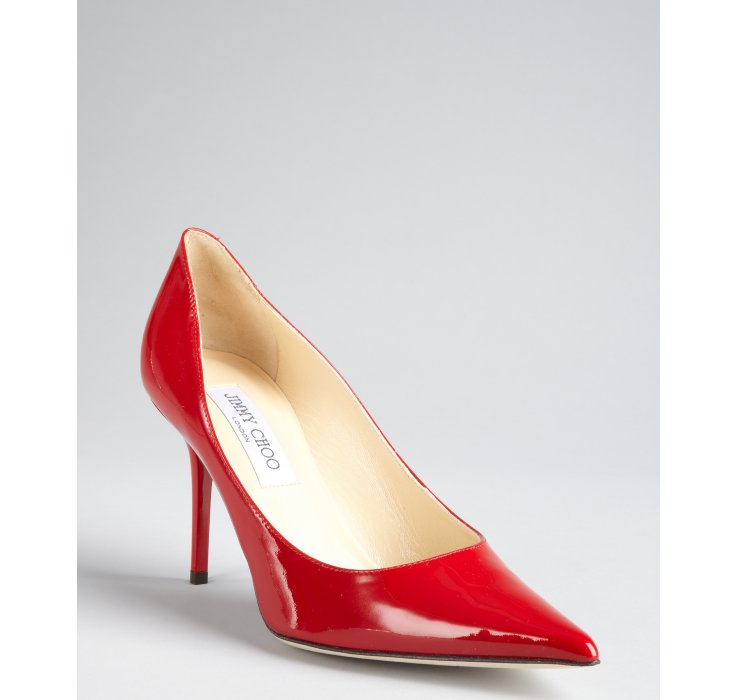 Lyst - Jimmy Choo Red Patent Leather Agnes Pointed Toe Pumps in Red