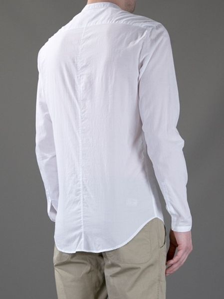 Paolo Pecora Banded Collar Shirt in White for Men | Lyst