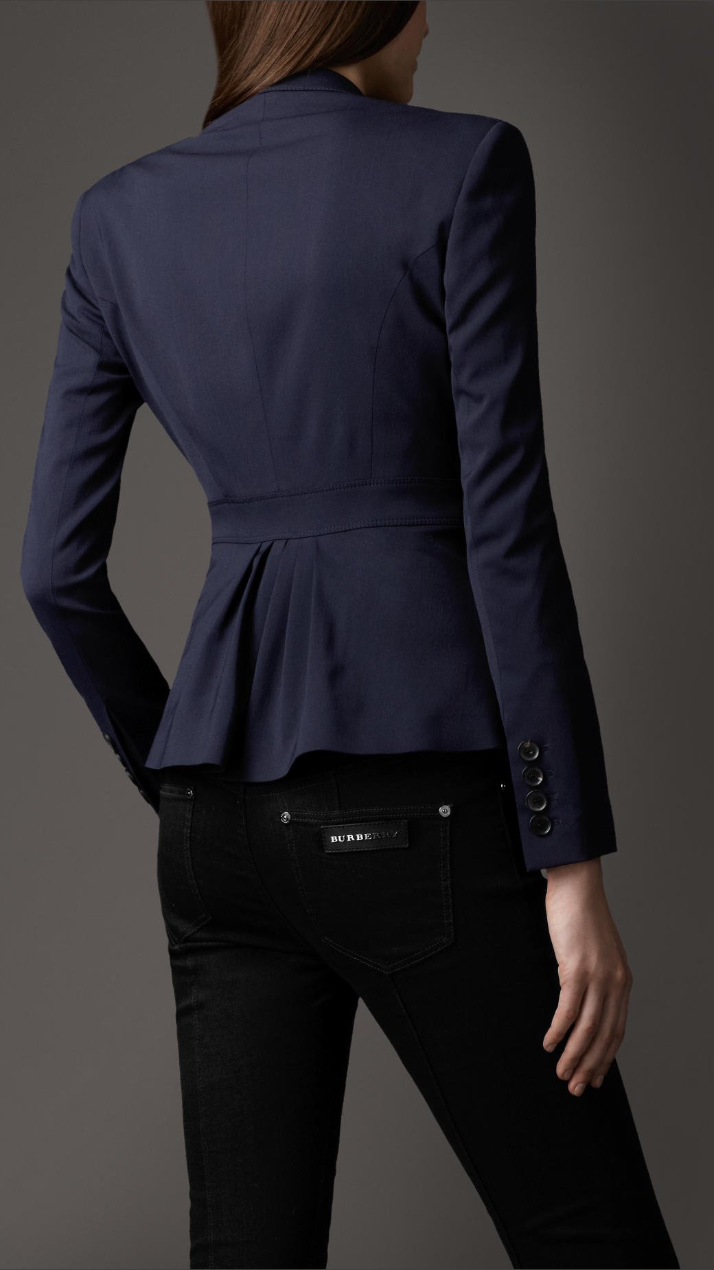 Burberry Pleated Peplum Jacket in Black | Lyst