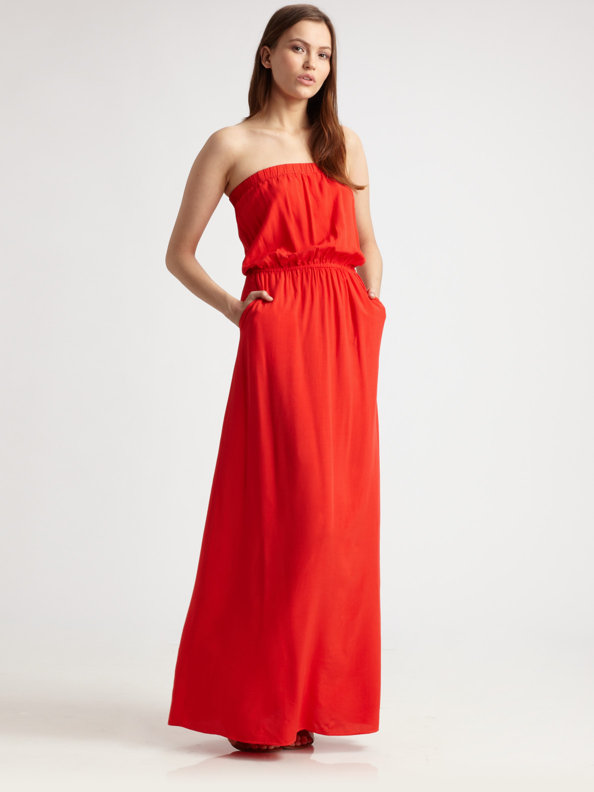 Lyst Splendid Strapless Maxi Dress in Red