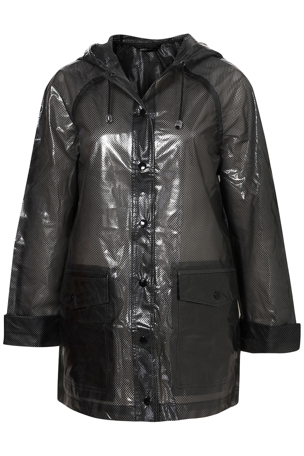 Topshop black vinyl coat