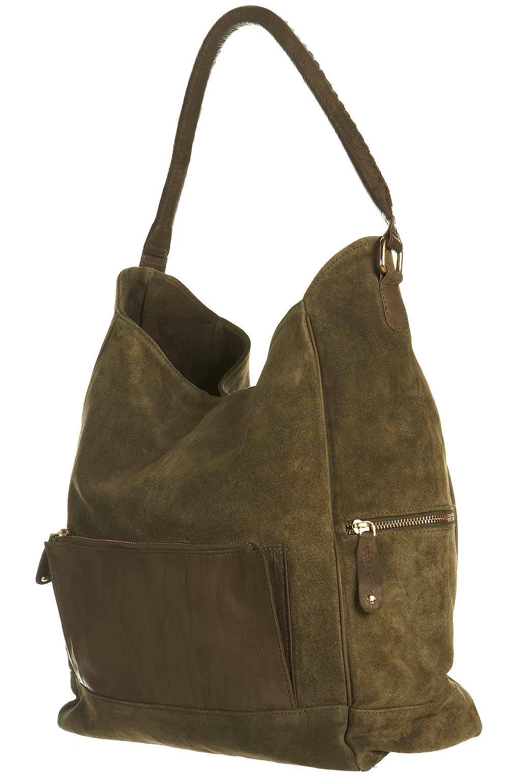 Lyst - TOPSHOP Suede and Leather Shoulder Bag in Natural