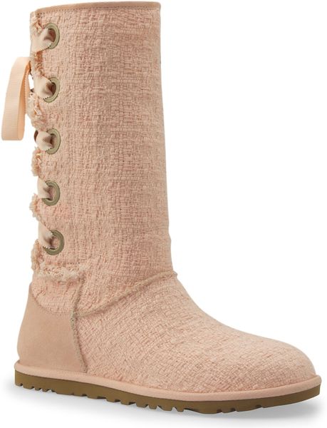 Ugg Heirloom Lace Up Boots in Pink (apricot) | Lyst