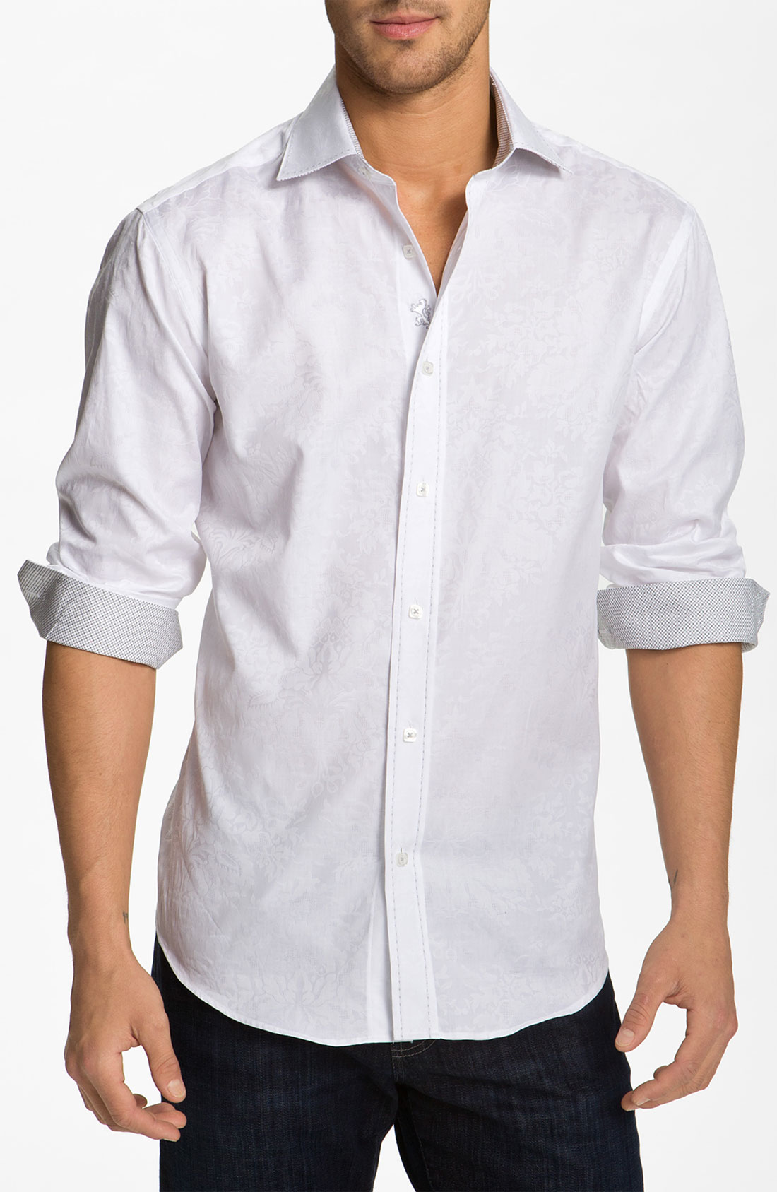 Bugatchi Uomo Shaped Fit Sport Shirt in White for Men | Lyst