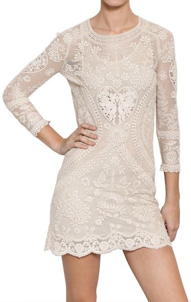 Isabel Marant Crochet Cotton Lace On Net Dress in White (ivory) | Lyst