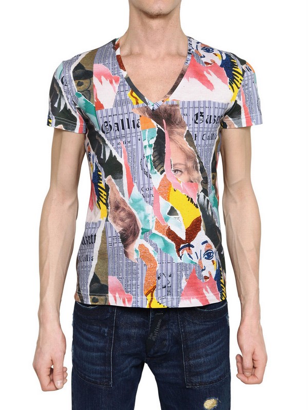 Lyst - John Galliano Gazette Print Jersey V Neck T-shirt for Men
