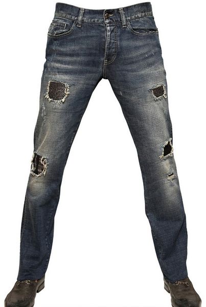 John Richmond 21cm Destroyed Washed Chain Jeans in Blue for Men | Lyst