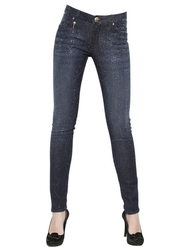 Lyst - Lerock Push Up Swarovski Stretch Skinny Jeans in Blue