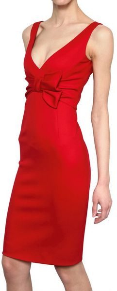 Valentino Techno Couture Wool Jersey Dress in Red | Lyst