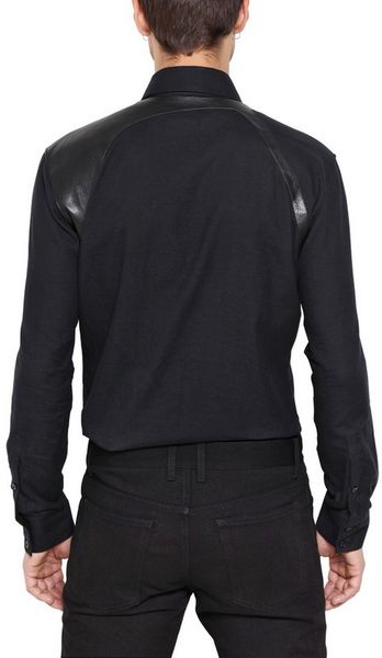 Alexander Mcqueen Leather Harness Cotton Flannel Shirt in Black for Men ...
