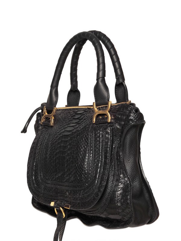 Lyst Chloé Medium Marcie Top Handle In Python Black Gallery