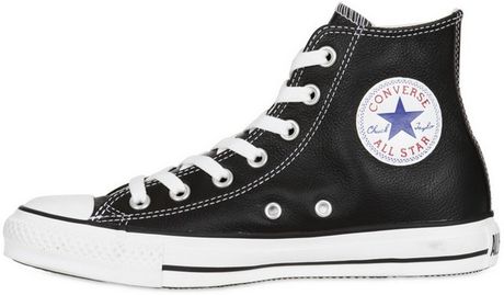 Converse Leather High Top Sneakers in Black for Men | Lyst