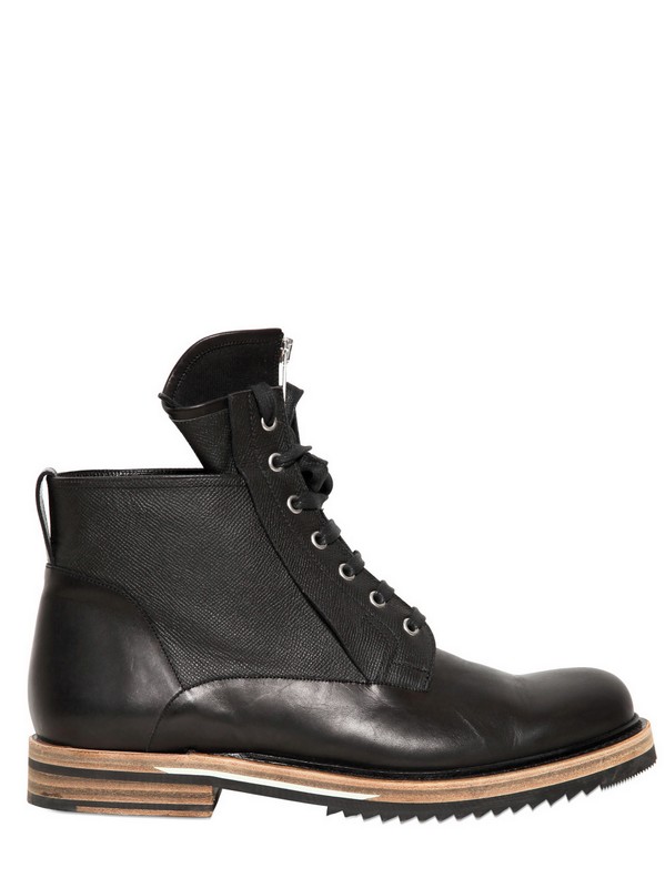 Lyst Dior homme Textured Smooth Leather Low Boots in Black for Men