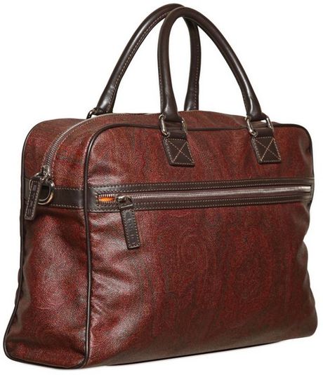 Etro Jacquard Waxed Canvas Bag in Brown for Men (bordeaux) | Lyst