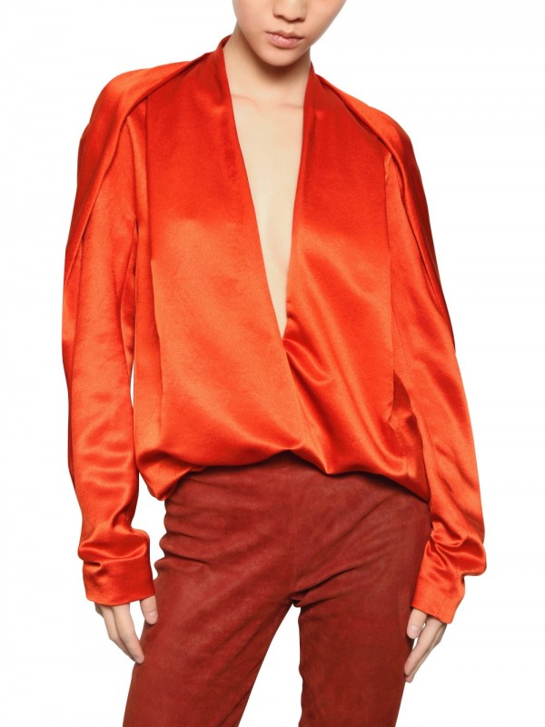 Haider ackermann Wool Silk Satin Shirt in Orange | Lyst