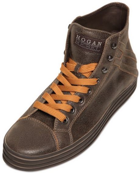 Hogan Rebel Soft Leather Rebel 141 Sneakers in Brown for Men | Lyst