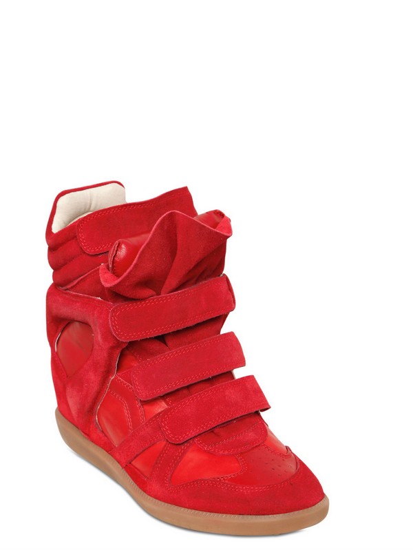 Isabel marant Bekett Suede Wedge Sneakers in Red | Lyst
