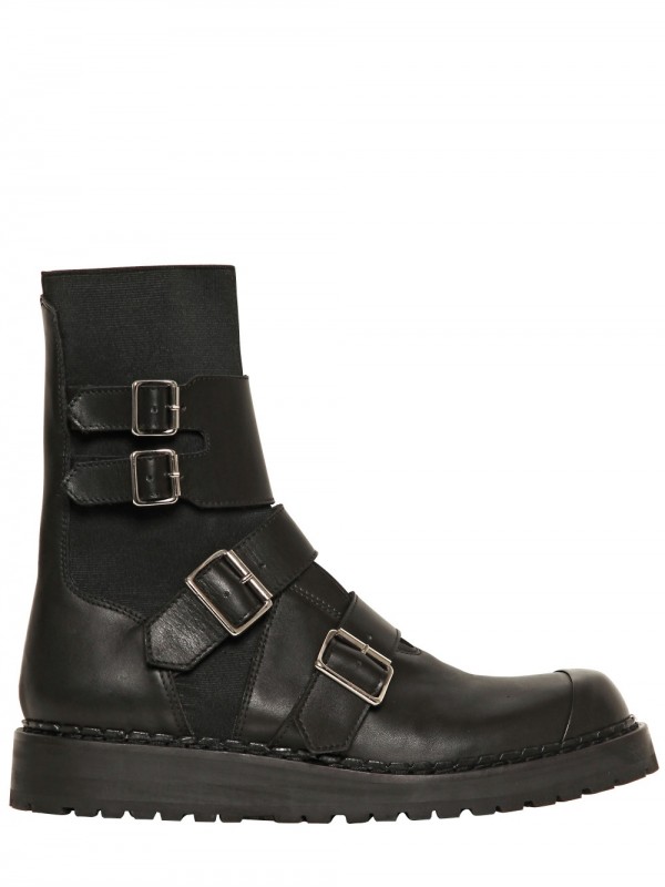 Lyst Kris van assche Elasticated Belted Leather Low Boots in Black