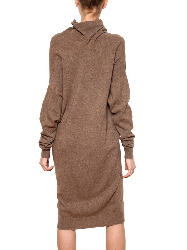 Lanvin Draped Wool Cashmere Knit Dress in Natural Lyst