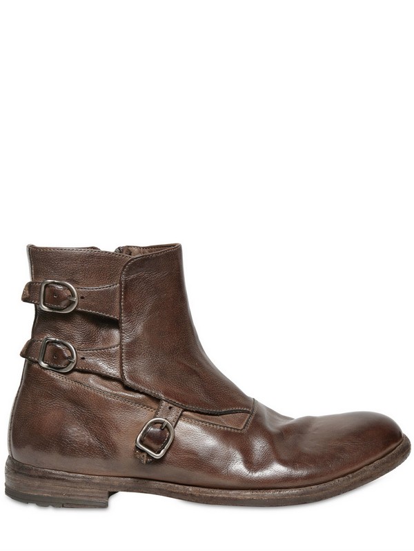 Lyst - Officine Creative Vintaged Brushed Leather Boots in Brown for Men