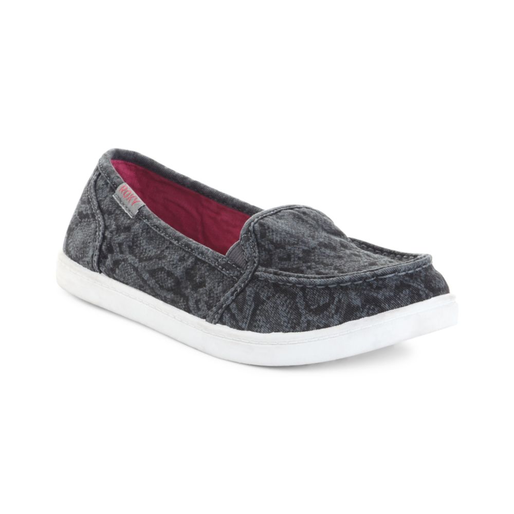 Roxy Lido Skimmer Flats in Gray (charcoal/snake) | Lyst