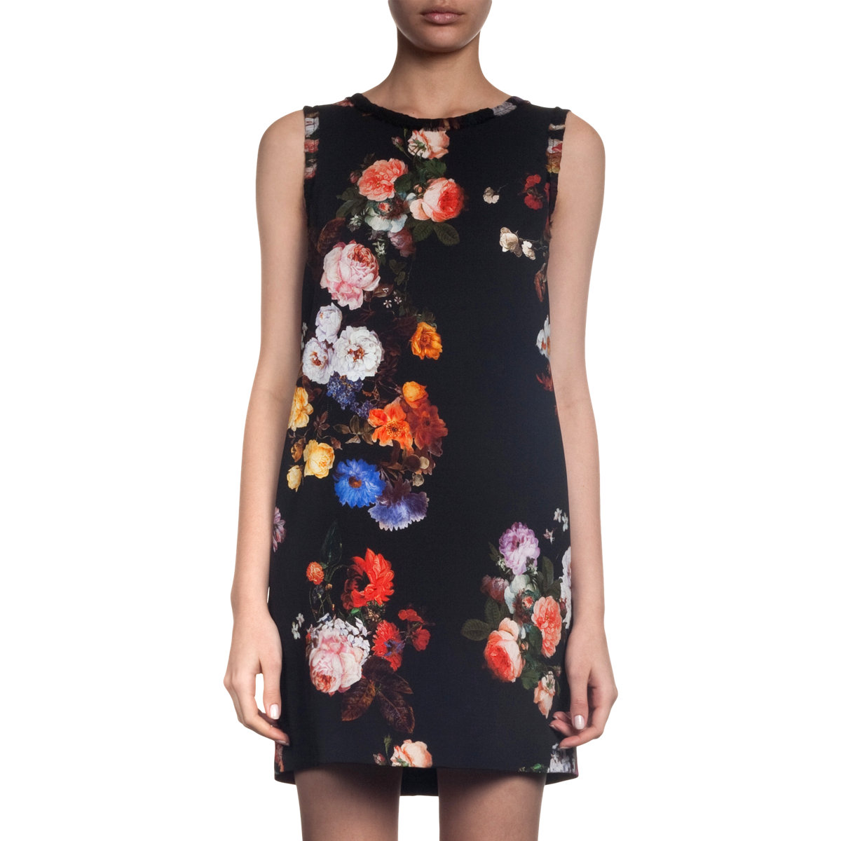 Dolce & Gabbana Floral Print Shift Dress in Black (floral) | Lyst