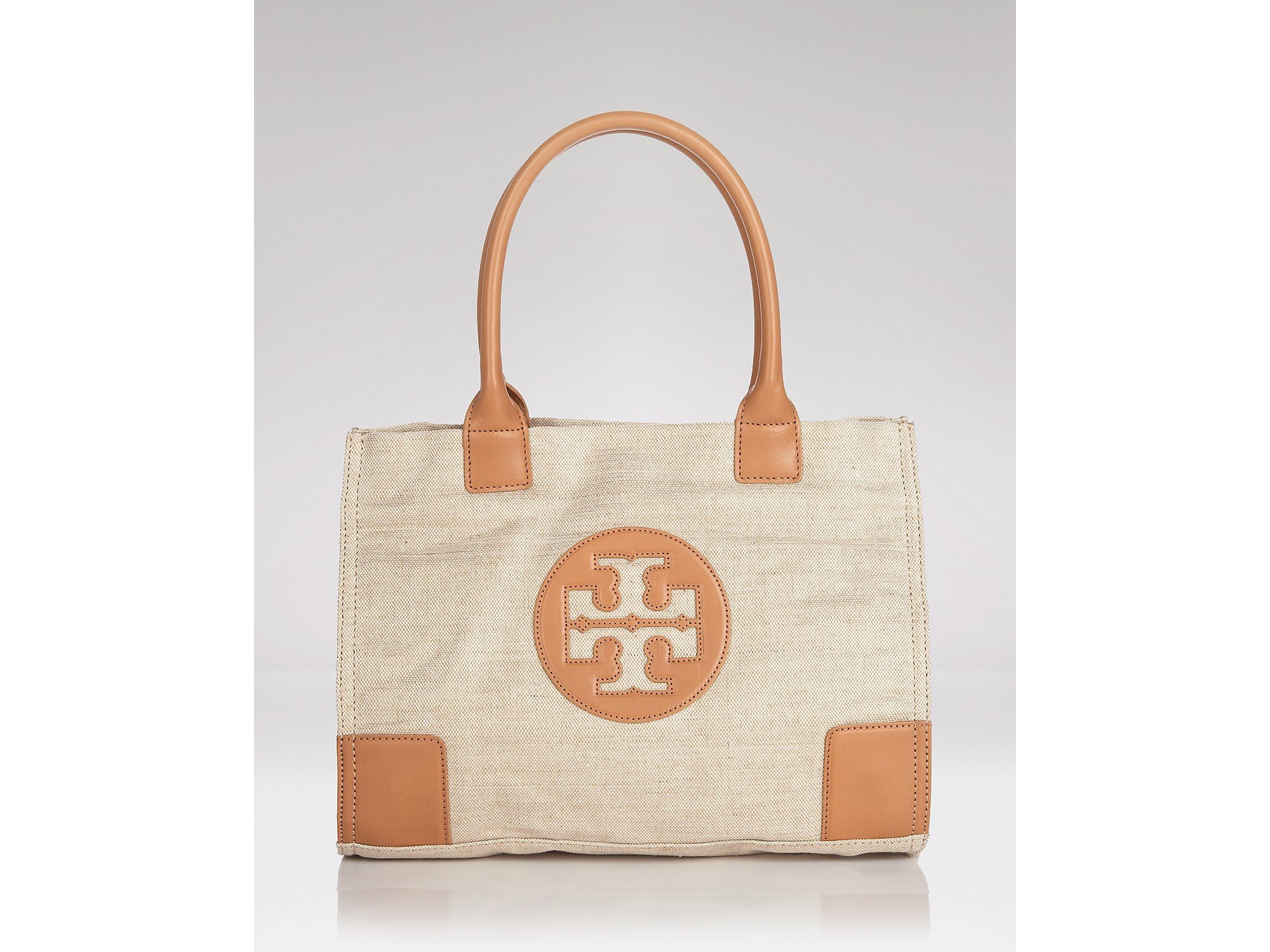 Tory Burch Tote Mini Ella Metallic Canvas in Beige (gold) | Lyst