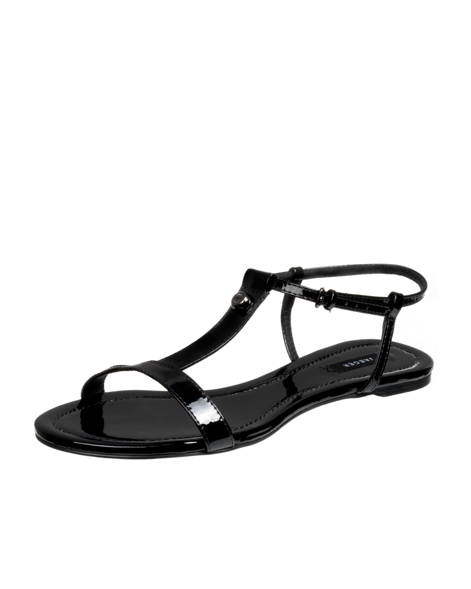 Jaeger Victoria T Bar Flat Sandal in Black | Lyst