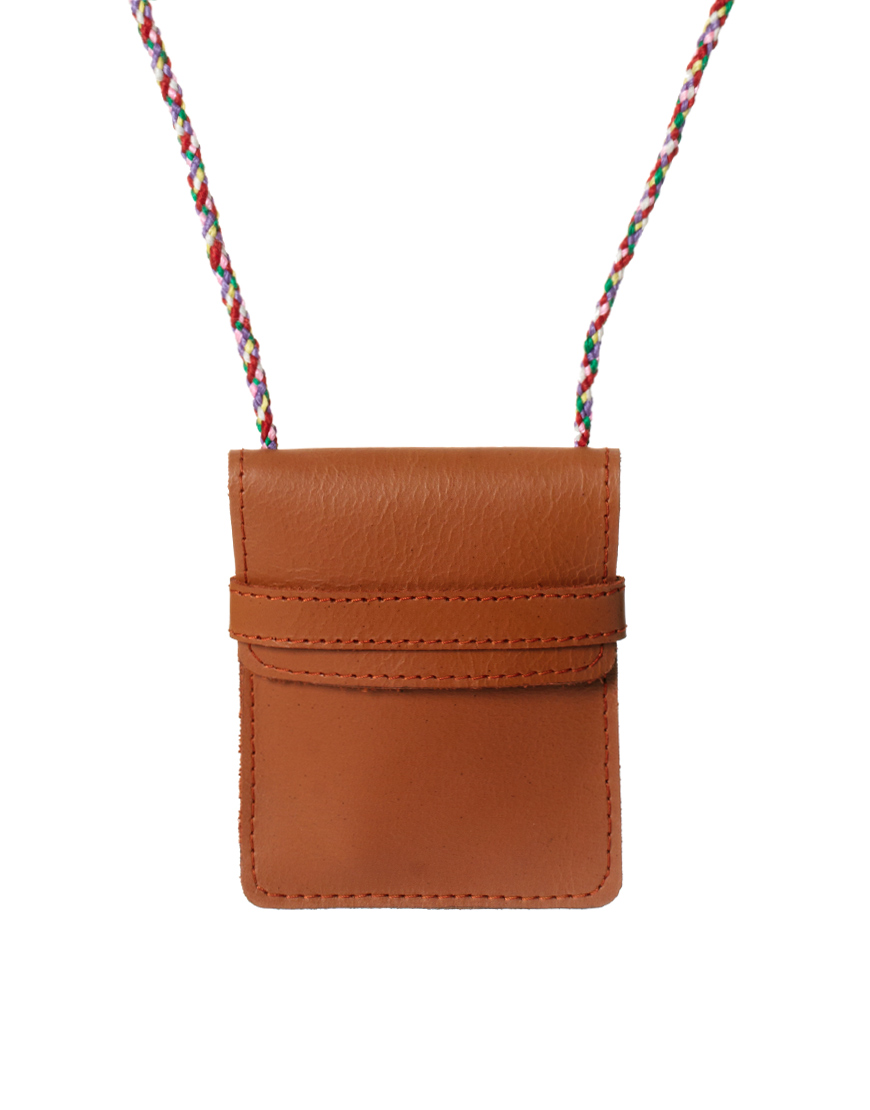 Asos Leather Pouch Necklace in Brown for Men (tan) | Lyst