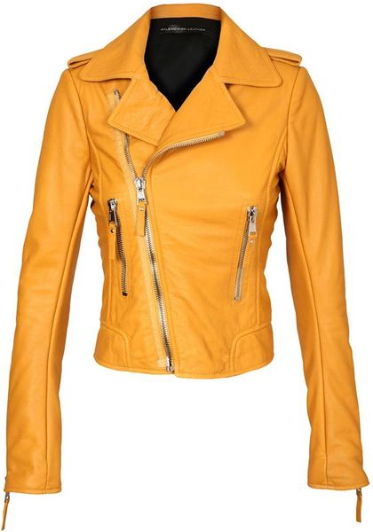 Balenciaga Leather Biker Jacket in Yellow (mustard) | Lyst