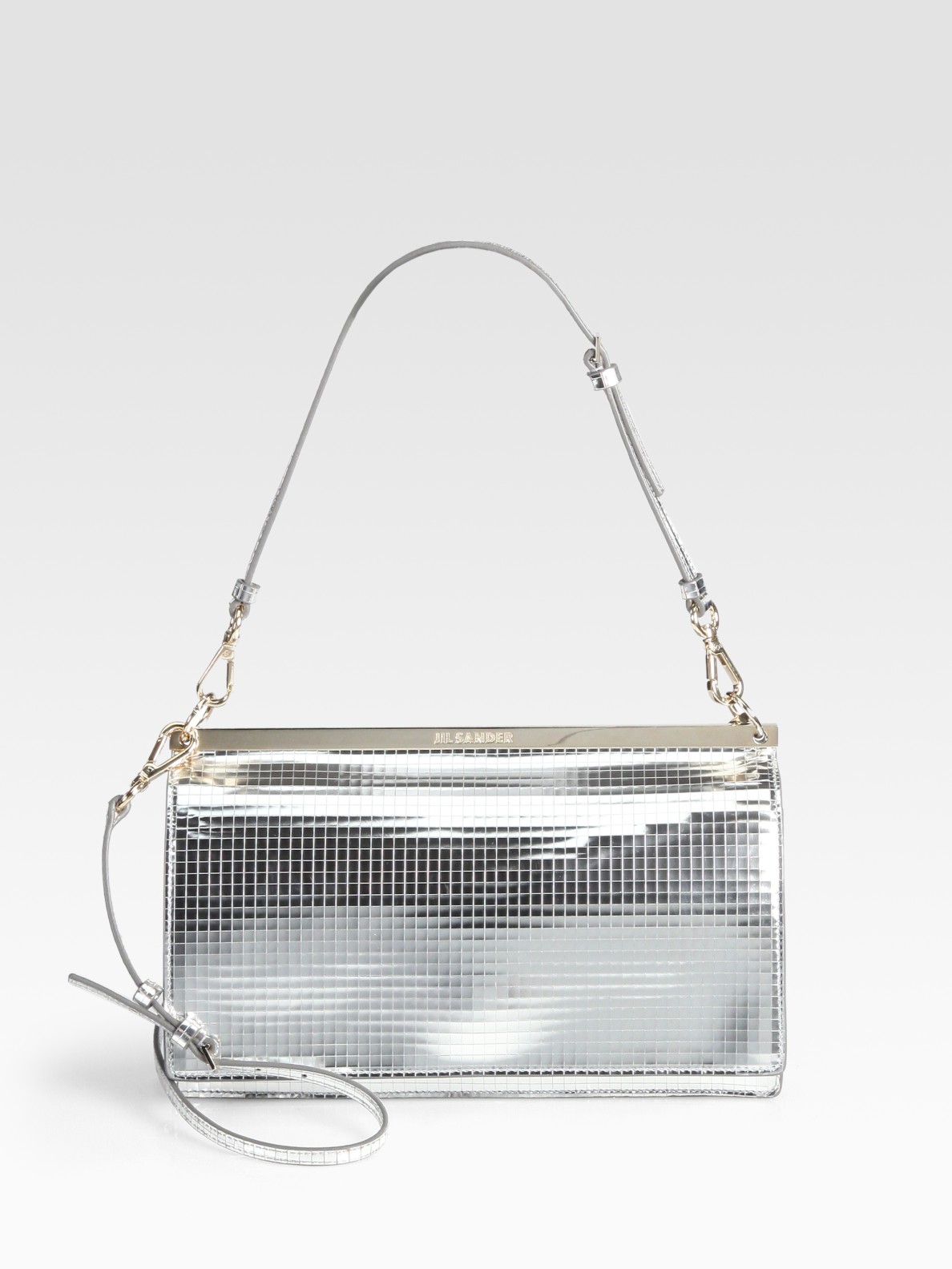 Jil Sander Metallic Leather Shoulder Bag in Silver | Lyst