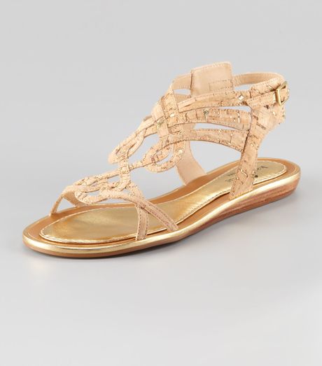 Kate Spade Siren Cork Braided Sandal in Gold (natural) | Lyst