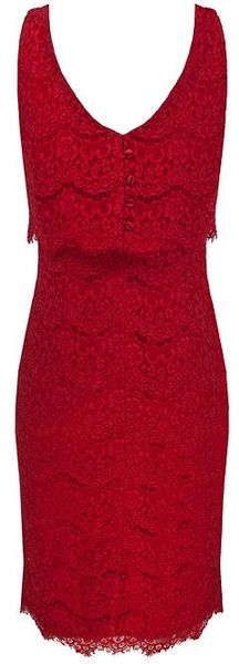 Alexon Deep Red Lace Shift Dress in Red | Lyst