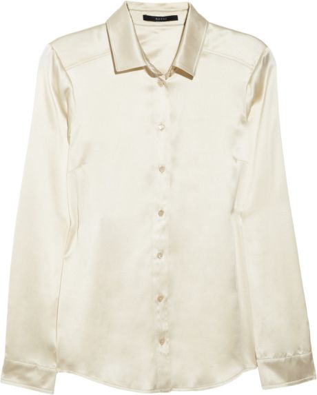 Gucci Silkblend Satin Shirt in White (bone) | Lyst
