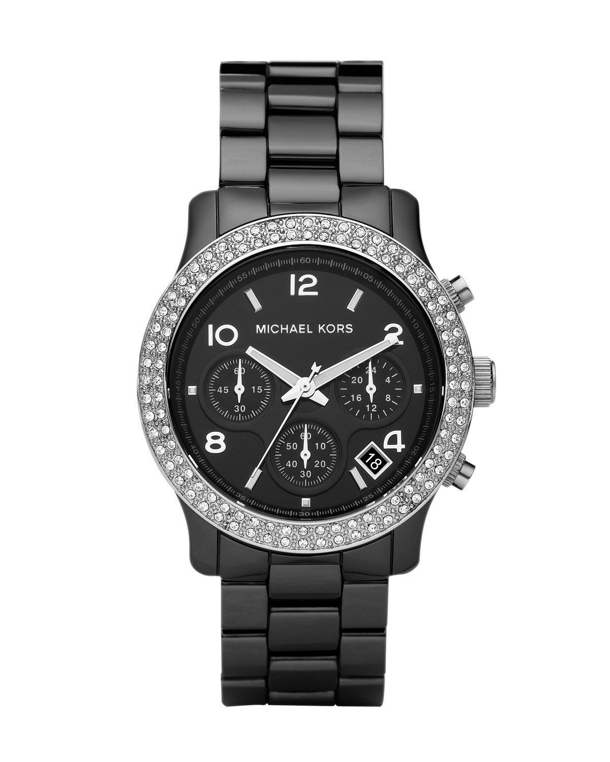 Michael Kors Black Midsized Ceramic Watch with Glitz in Black | Lyst