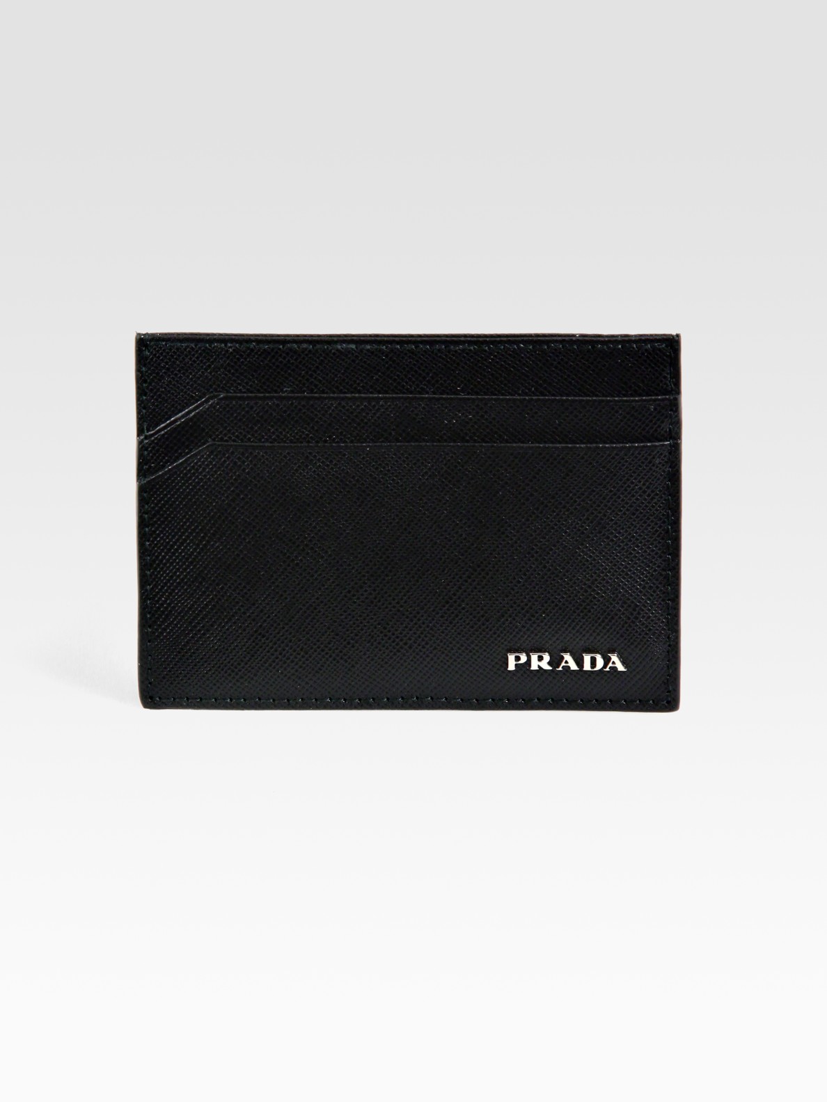 Prada Saffiano Leather Card Case in Black for Men | Lyst