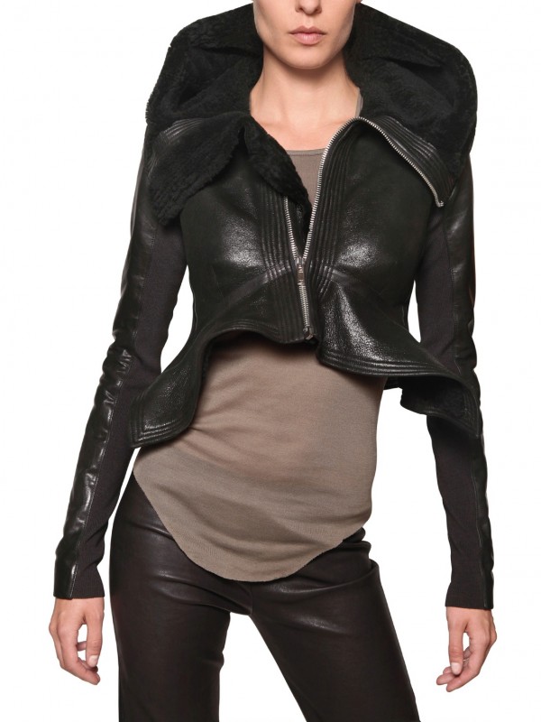 Rick Owens Hooded Shiny Shearling Leather Jacket In Black Lyst Gallery