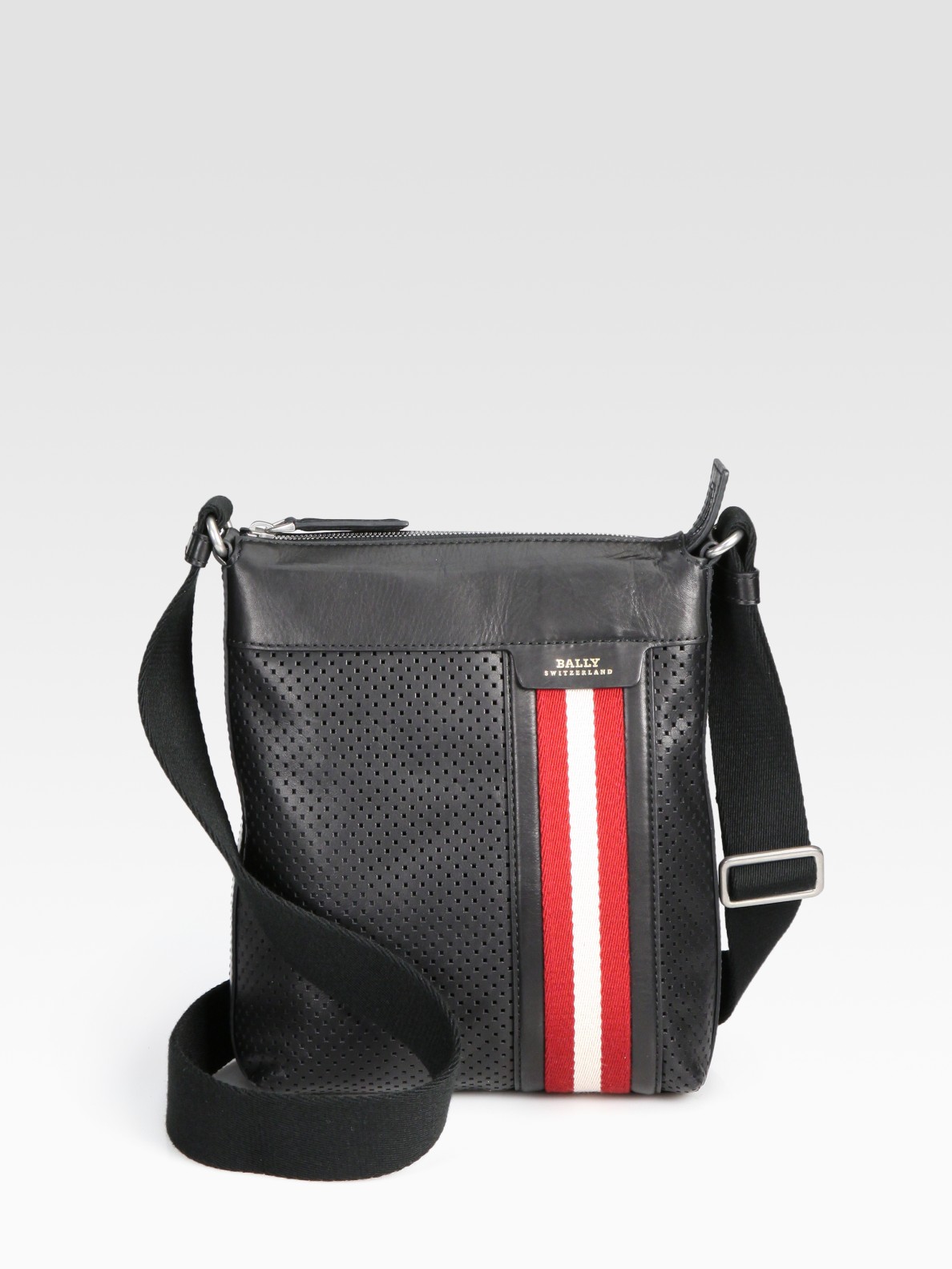 Lyst Bally Perforated Crossbody Messenger in Black for Men