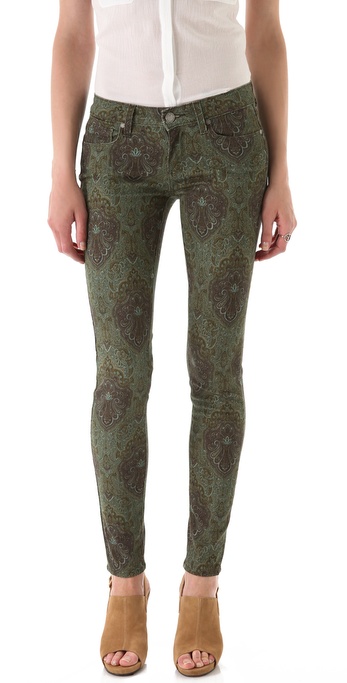 Lyst - Paige Paisley Verdugo Ultra Skinny Jeans in Green