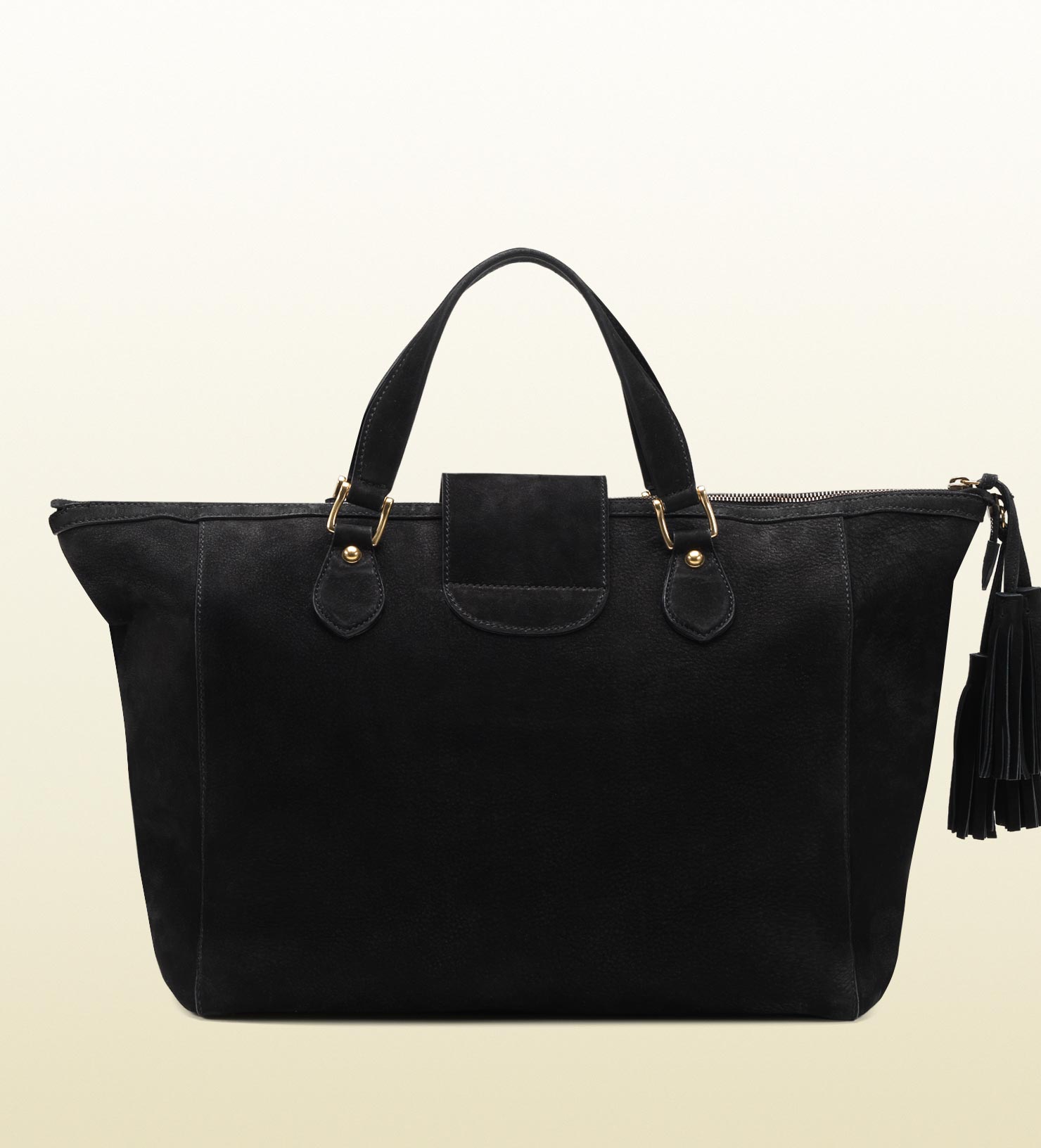 Lyst - Gucci Goldmark Top Handle Suede Boston Bag in Black