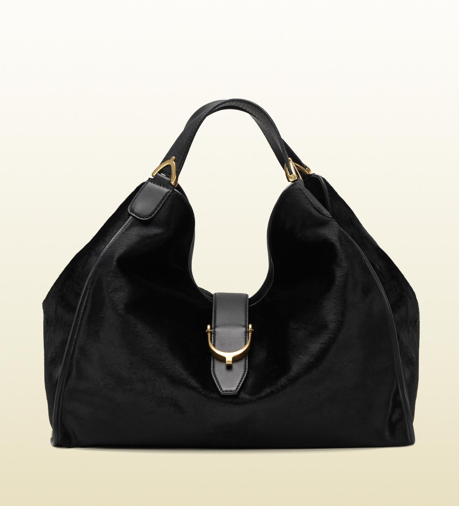 Lyst - Gucci Soft Stirrup Black Suede Shoulder Bag in Black