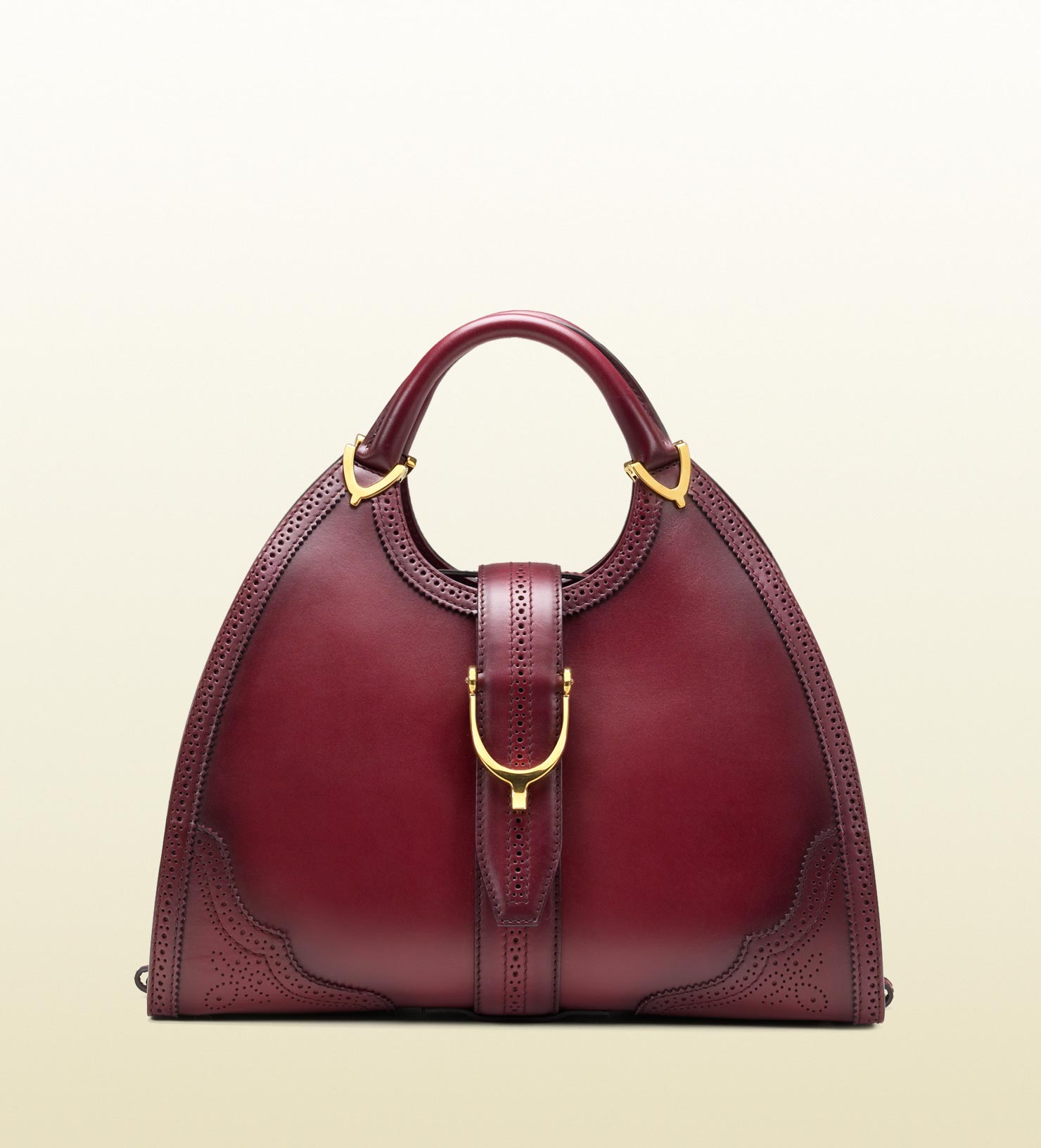 Gucci Stirrup Bordeaux Leather Top Handle Bag in Purple - Lyst