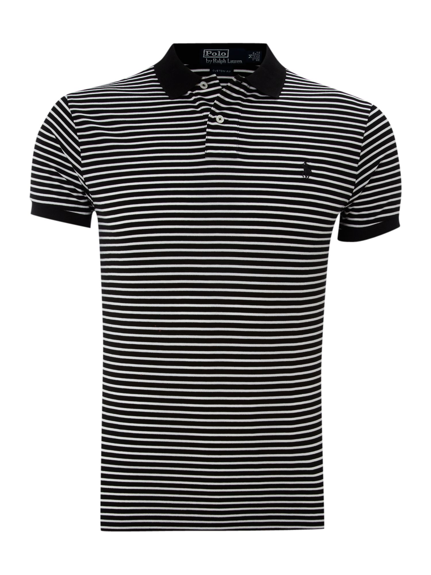 Polo Ralph Lauren Custom Fitted Black and White Striped Polo Shirt in ...